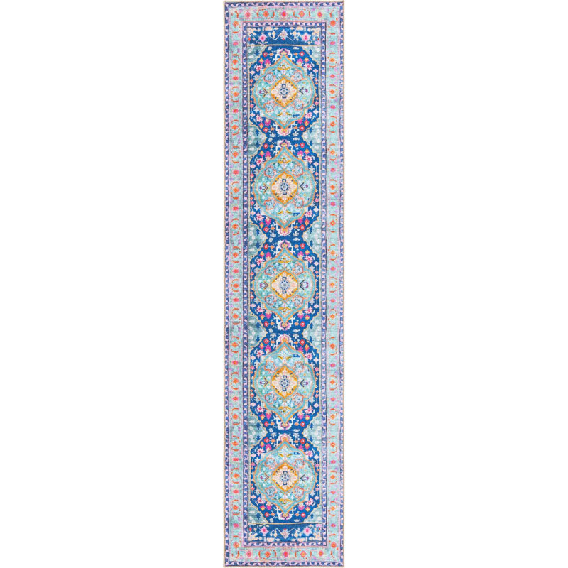 Mistana™ Sonja Chenille Blue/Black/Orange Rug & Reviews Wayfair